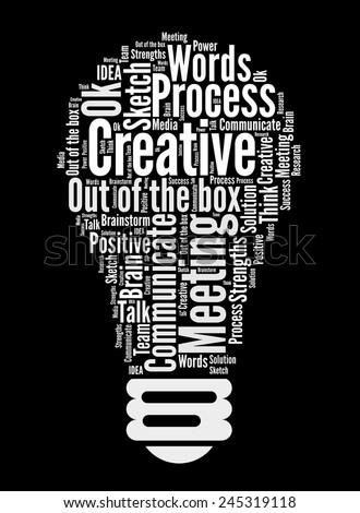 light bulb with create synonyms and associations concept - word clouds