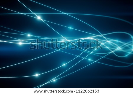 The concept of signal transmission over an optical fiber 3d illustration