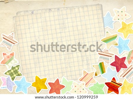 Decorative grunge background with paper stars
