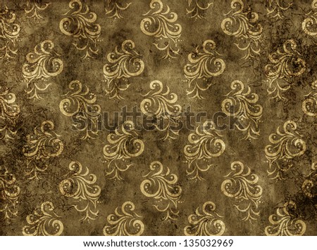 Paper texture of brown color with floral decor