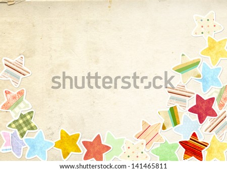 Decorative grunge background with paper stars