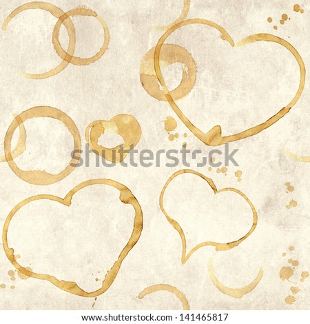 Seamless background with hearts from coffee drops