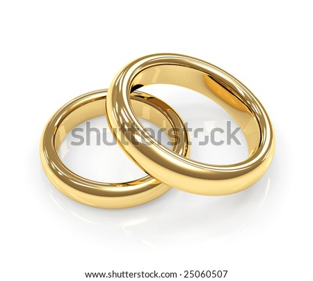 stock photo Two 3d gold wedding ring