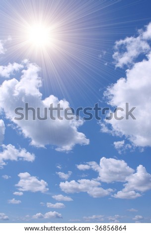 images of sun in sky. Bright sun in the blue sky