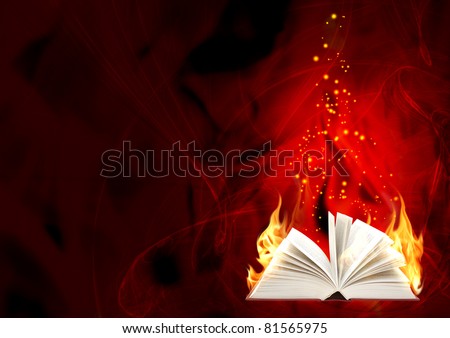 Book of magic fire. Horizontal background