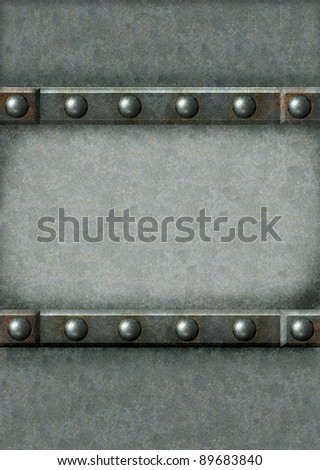 Grunge background with metal frame and rivets