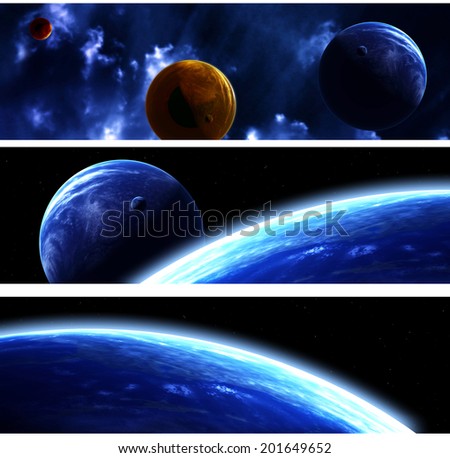Set of space banners with planets