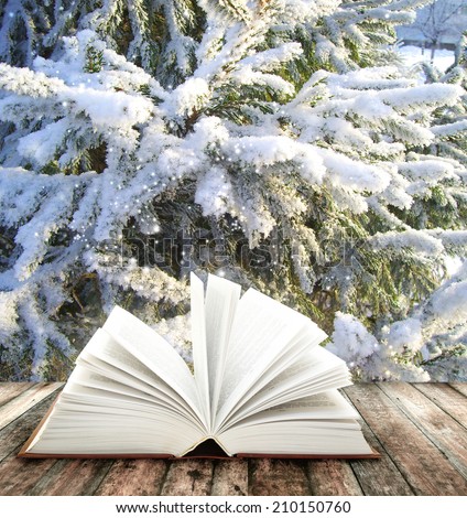 Book of nature on winter background