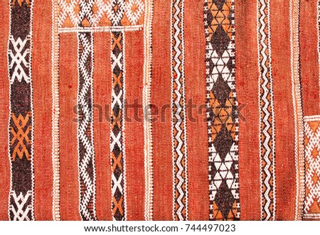Texture of berber traditional wool carpet with geometric pattern, Morocco, Africa