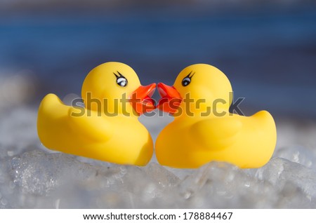 Yellow duck kiss