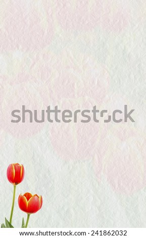 Paper with tulips flower texture background.
