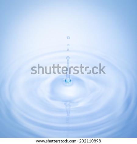 Blue water drop falling down