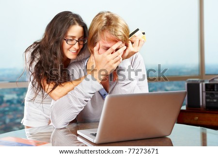 Lady trying to cheer up her spouse who have financial problem
