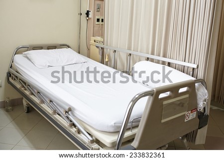 Empty hospital bed after the patient left from recovery