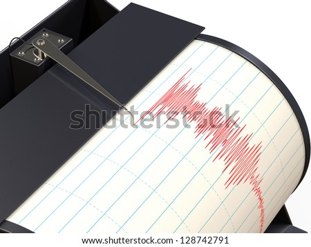 Seismograph instrument recording ground motion during earthquake Seismograph instrument recording ground motion during earthquake