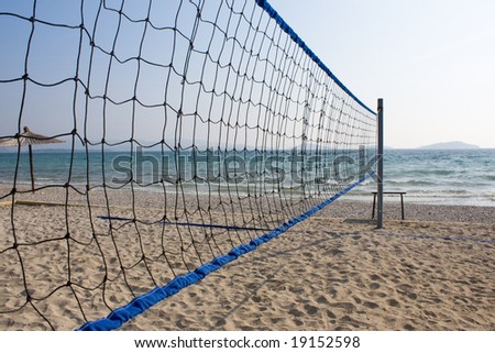 volleyball net on the beach. stock photo : Beach volleyball