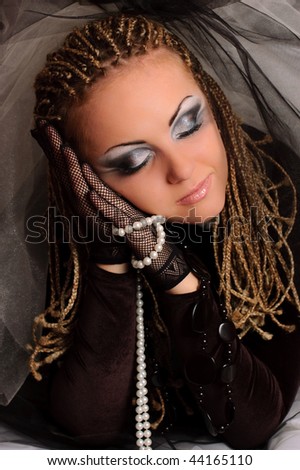 stock photo : Girl with stage makeup in theatrical costume stock photo : Girl with stage makeup in theatrical costume