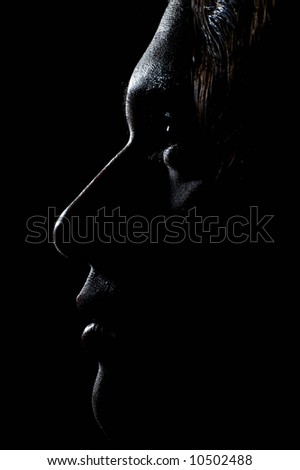 face; man; portrait; profile; light; shadow; silhouette; chiaroscuro