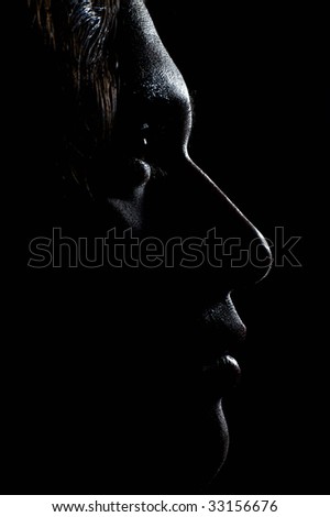 face; man; portrait; profile; light; shadow; silhouette; chiaroscuro