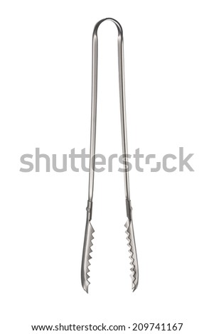 Serving kitchen tongs isolated on a white