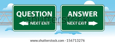 Street sign point to question and answer on blue sky background
