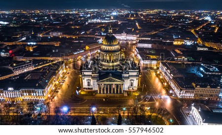 Saint Isaac\'s Cathedral in Saint Petersburg Aerial View