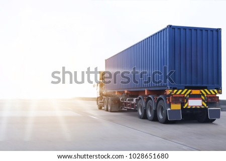 Truck on highway road container, transportation concept.,import,export logistic industrial Transporting Land transport on the expressway