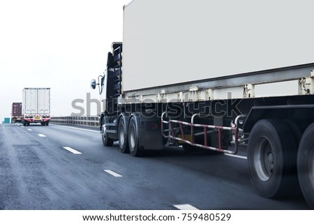 Truck on road container, transportation concept.,import,export logistic industrial Transporting Land transport on the expressway