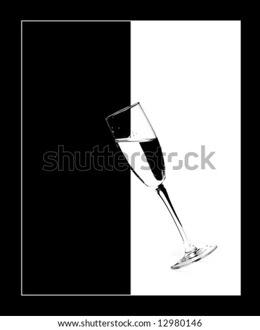 Bottle and wineglass with wine are line drawing in black&white are resting belong together (series Holiday, Symbol and Glass)