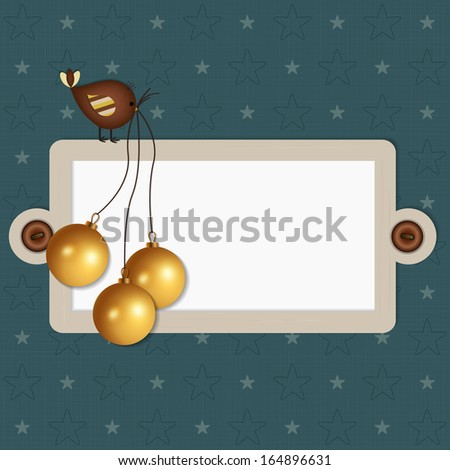 Christmas Scrapbook Background - A nice background with bird, balls and copy space for text.