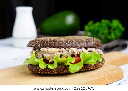 Tuna salad sandwich with rye bread