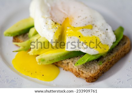 Avocado poached egg on whole wheat toasted bread