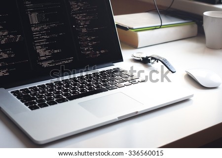 web development, js code on laptop screen