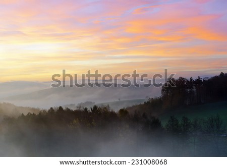 Beautiful sunrise in the Vienna Woods, Austria