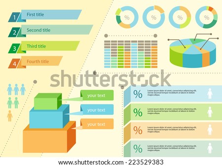 Vintage infographics set icons and elements for presentation and graph with points Infographic for business flat design cartoon style Vintage infographics set icons and elements for presentation and graph with points Infographic for business flat design cartoon style