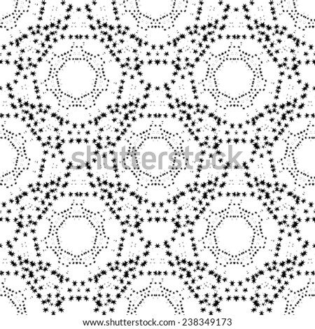Seamless pattern. Modern stylish texture. Repeating geometric circles with stars. Chaotic circles. Raster version