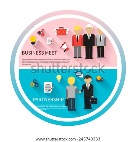 Concept for business meeting, teamwork, partnership with handshake and discussion at the meeting of businessmen in suits