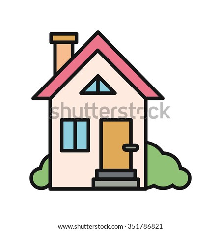 Real estate concept. Small house. House icon. Isolated house. Home house in flat design style. Colorful residential houses. Home, building, house exterior, real estate,  family house, modern house