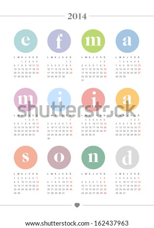 2014 Colorful calendar 2014 Colorful calendar