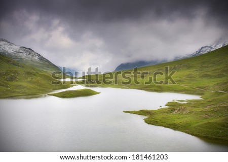 Mountain lakes with dark clouds - The Alps, Montafon, Austria