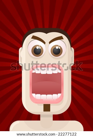 Vector angry man portrait. All elements are layered separately in vector file.