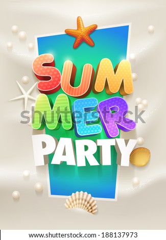 Summer Party Poster design template Elements are layered separately in vector file Summer Party Poster design template Elements are layered separately in vector file