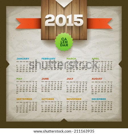 2015 calendar Vector design template Elements are layered separately 2015 calendar Vector design template Elements are layered separately