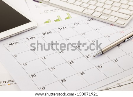 Blank Calendar For Note, Work Management With Timetable