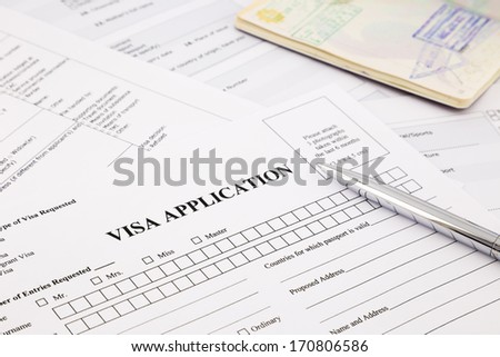 visa application form and passport, apply and permission for foreigner country