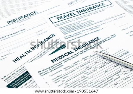 medical insurance form, paperwork and questionnaire for insurance concepts