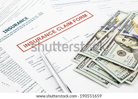 insurance claim form and compensate money, accidental and insurance concepts