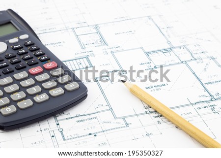 floor plan and calculator, architecture business concepts and ideas