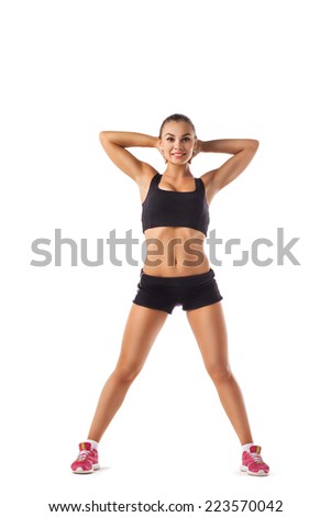 young and healthy girl engaged in morning gymnastics