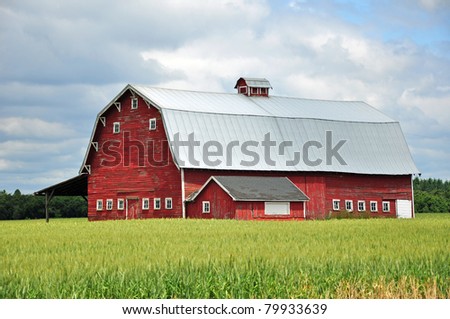 Old red barn on the farm